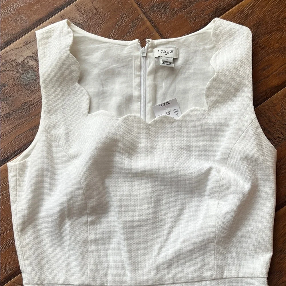 NWT J. Crew Cream Scalloped Mini Dress - Size 2